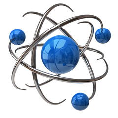 Digital illustration of atom - obrazy, fototapety, plakaty