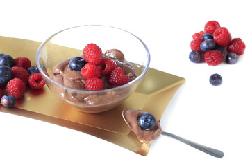 chocolate mousse with red fruits