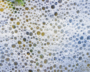 blue foam drops of ocean water.