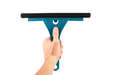 hand with window cleaning tool - obrazy, fototapety, plakaty