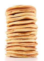 isolated stack of pancakes - obrazy, fototapety, plakaty