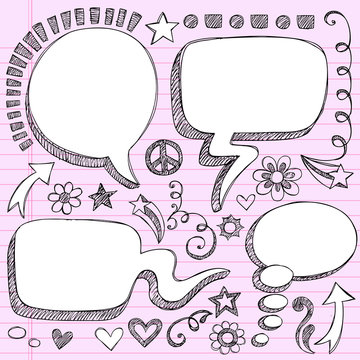 Speech Bubble Frames Sketchy Notebook Doodles Vector