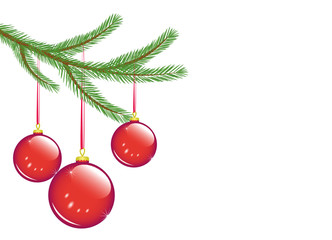 tannenzweig mit roten kugeln