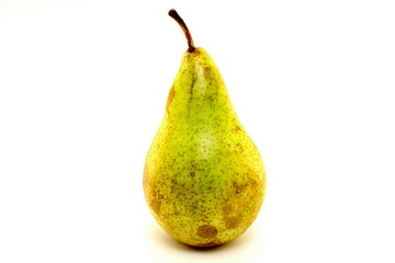 Juicy pear on white background close-up