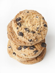 Extreme close-up image of chocolate chips cookies