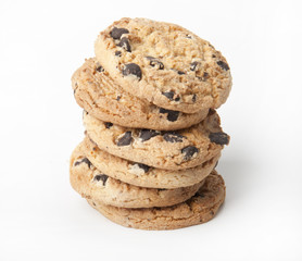 Extreme close-up image of chocolate chips cookies