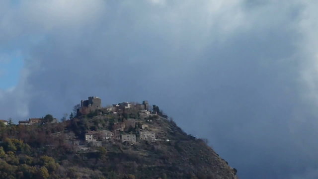 Time lapse of clouds over the  village of Montelaterone, Italy