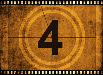 movie film strip with countdown number on grunge background