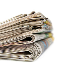 A stack of newspapers.