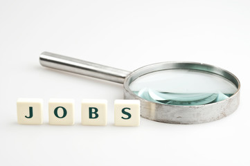Jobs word and magnifying glass