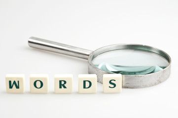 Words word and magnifying glass