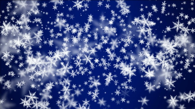 falling snow on blue background