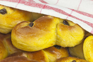 Saffron bun, swedish lussekatt, macro photo
