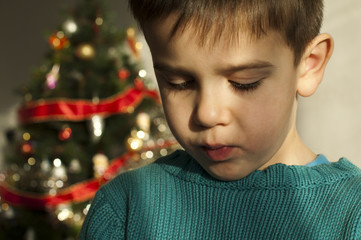Unhappy child on Christmas