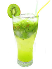 fruit cocktail drink with kiwi and ice