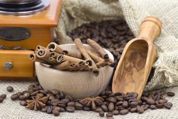 anise, cinnamon sticks and coffee beans