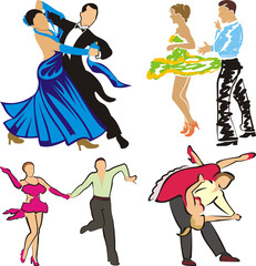 dancing - ballroom dancers silhouettes © ottoflick