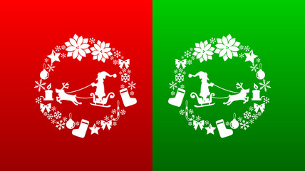 クリスマスリース（白抜き）