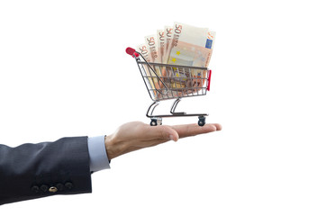 Shopping cart full of money