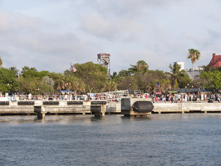 Mallory Square crowds watch sunset Key West Florida USA
