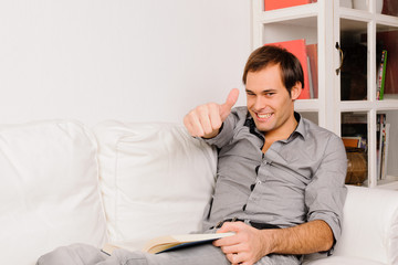 Student at home reading