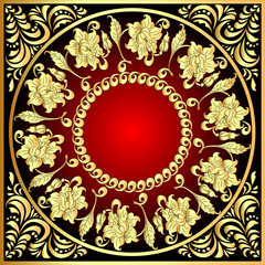 frame background with gold(en) pattern with flower