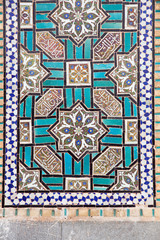 Tiled oriental ornaments on  Shrine's wall , Esfahan, Iran