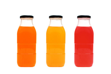Glass bottles of juice
