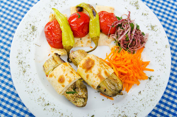 Grilled vegetables served in the plate