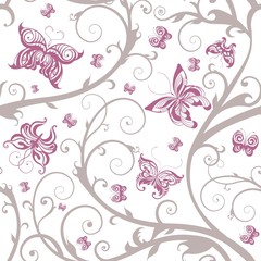 Obraz na płótnie Canvas Romantyczny kwiatowy motyl szwu