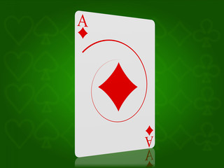Obraz premium Carte As de Carreau sur fond vert