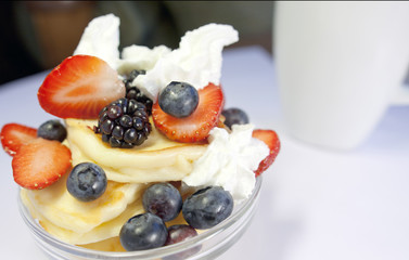cottage cheese pancake with fresh berries and cream