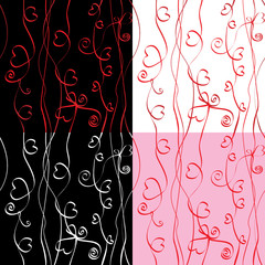 Seamless pattern for Valentine`s Day with ribbons and hearts