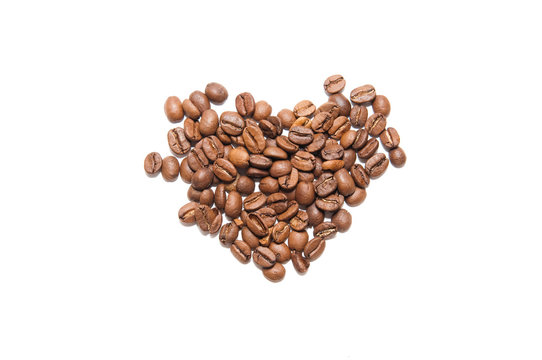 heart made by coffee beans