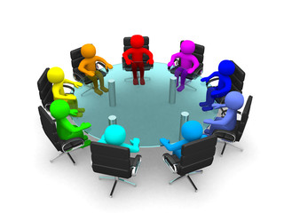 3d person of different nationalities at the conference table