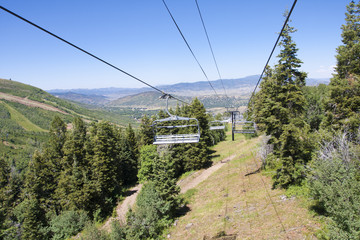Fototapeta na wymiar Gondola Chairlift at a mountain ski resort