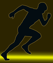 Green Gold Glow Sport Silhouette - Male Sprint Athlete