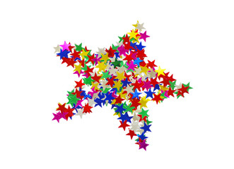 Big star composed of many colored stars on white