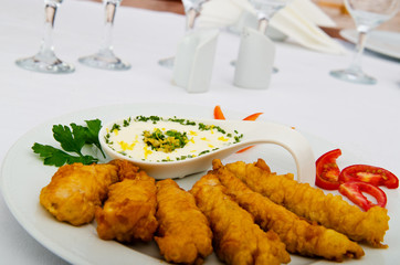 Chicken kebab in the plate