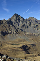 aircraft contrails in the sky of the Gran Paradiso