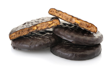 chocolate chip cookies isolated on a white background.