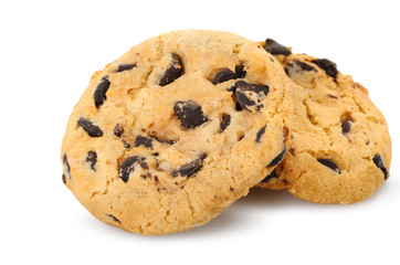chocolate chip cookies isolated on a white background.