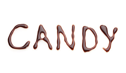 Inscription candy isolated on white
