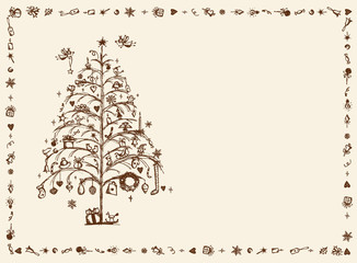 Christmas card, sketch drawing for your design