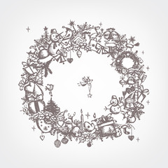 Christmas frame, sketch drawing for your design