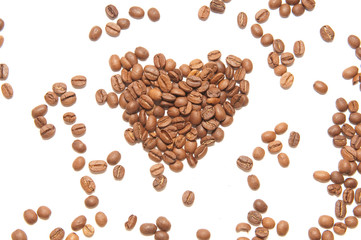 heart made by coffee beans