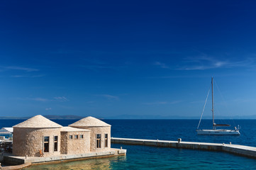 Adriatic Сoast of Hvar, Croatia with traditional styled huts - 37542712