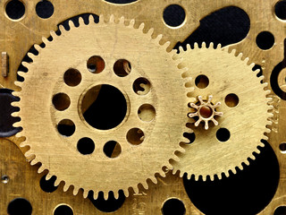 Old mechanism with gears closeup