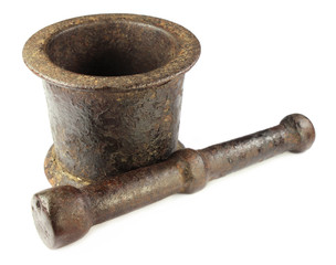 Vintage iron mortar with pestle