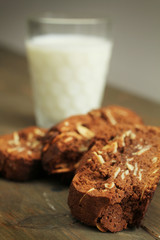 Chocolate cake and milk